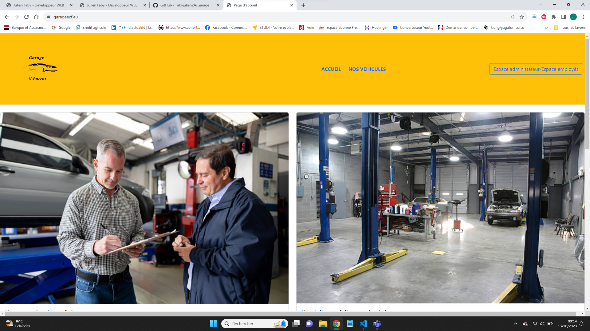Garage V. Parrot — aperçu de la page d’accueil